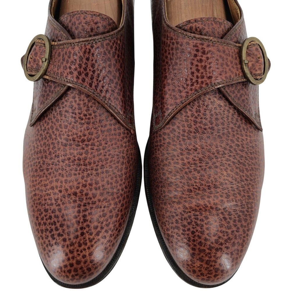 Principe Di Bologna Italy Vintage Mens 12 Brown Pebble Grain Monk Dress Shoes 45 - Picture 9 of 10
